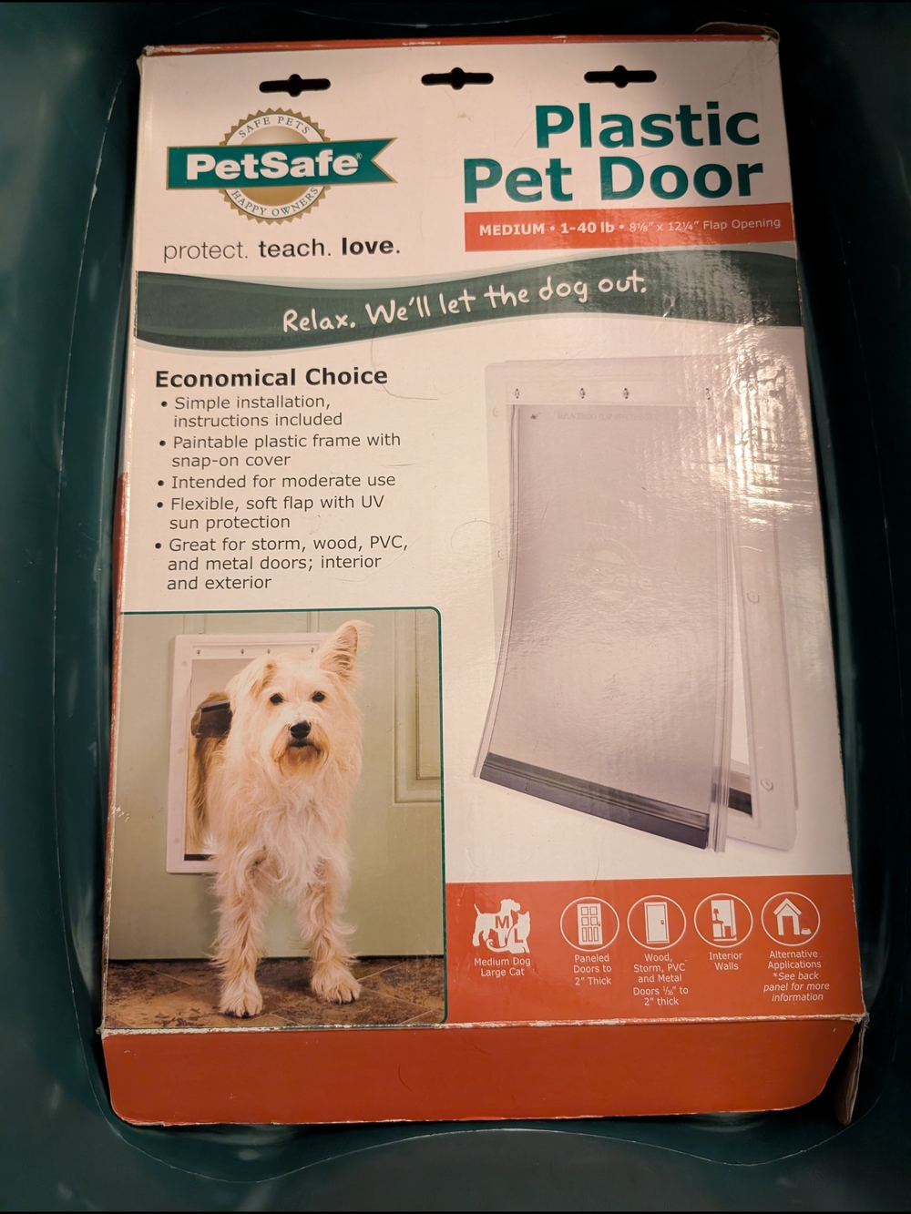 PetSafe Plastic Pet Door - White Frame with Clear Flap - Medium